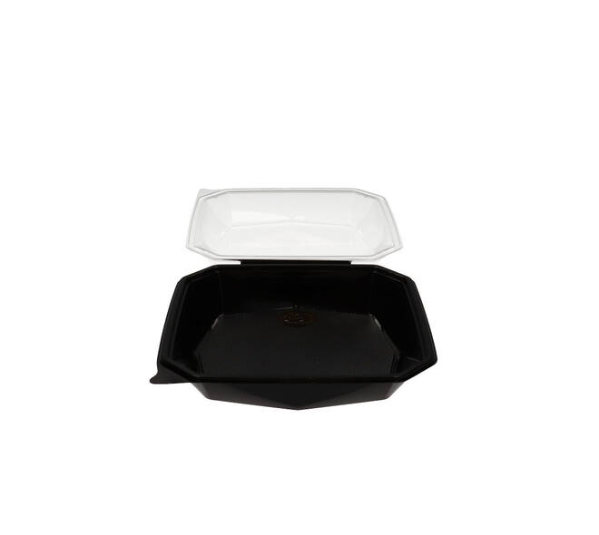 188022 - Octaview APET 225 x 225 x 80 mm 1150 cc zwart + deksel transparant
