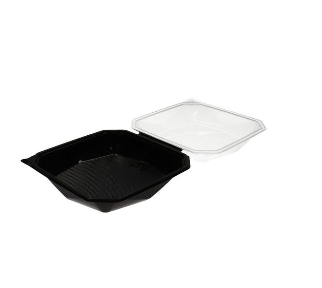 188022 - Octaview APET 225 x 225 x 80 mm 1150 cc zwart + deksel transparant