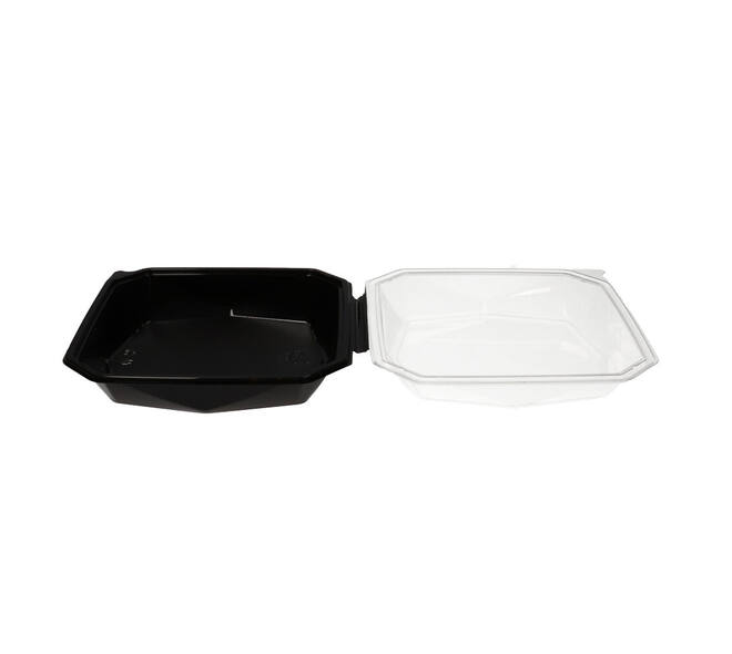 188022 - Octaview APET 225 x 225 x 80 mm 1150 cc zwart + deksel transparant