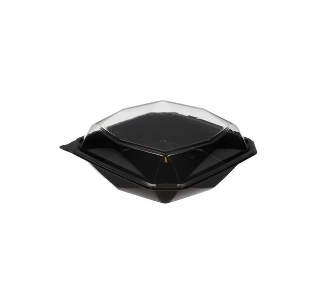 188022 - Octaview APET 225 x 225 x 80 mm 1150 cc zwart + deksel transparant