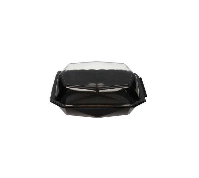 188022 - Octaview APET 225 x 225 x 80 mm 1150 cc zwart + deksel transparant