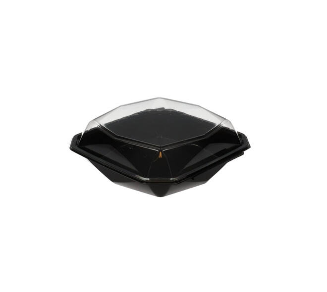 188022 - Octaview APET 225 x 225 x 80 mm 1150 cc zwart + deksel transparant