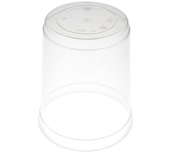 Bak PP ø115/138 transparant 1000 ml rond spuitgiet