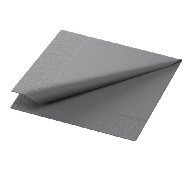 168392 - Duni Servet 24 x 24 cm tissue 2-laags 1/4-vouw granite grey