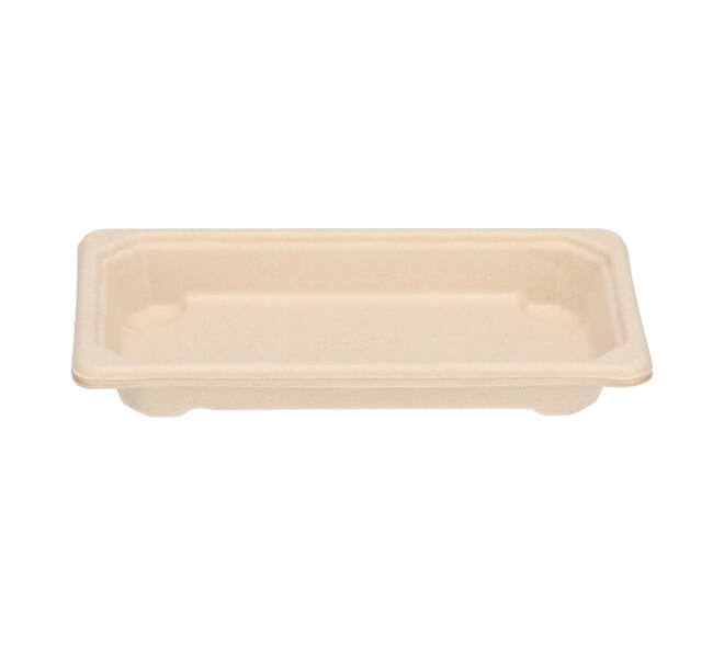 196731 - Tray Sushi bagasse 165 x 92 x 22 mm slim short bruin