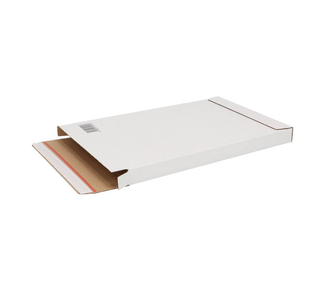 Brievenbusdoos 350 x 250 x 28 mm wit/bruin enkel golf met zelfklevende sluiting  - A4+ - 211 103 225