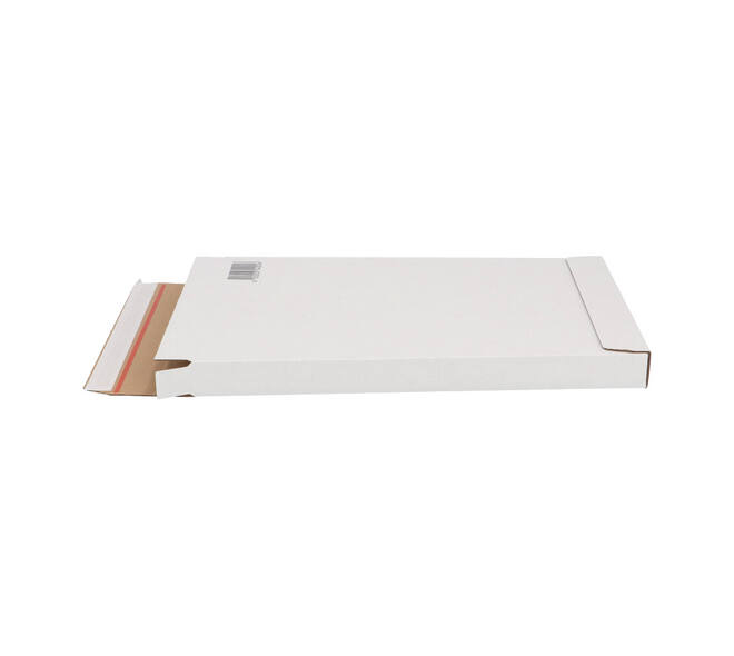 Brievenbusdoos 350 x 250 x 28 mm wit/bruin enkel golf met zelfklevende sluiting  - A4+ - 211 103 225