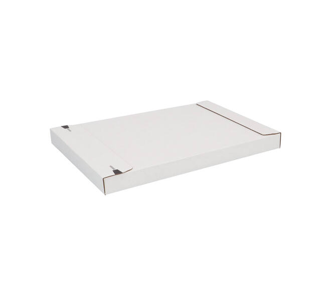 Brievenbusdoos 350 x 250 x 28 mm wit/bruin enkel golf met zelfklevende sluiting  - A4+ - 211 103 225