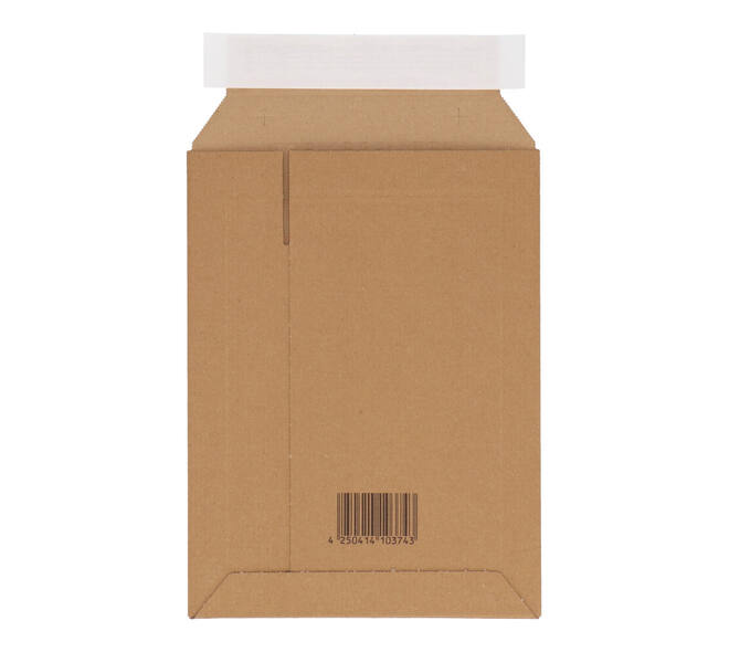 Golfkartonenvelop 210 x 292 mm bruin/bruin enkel golf opening korte zijde - A4 - 210 100 425