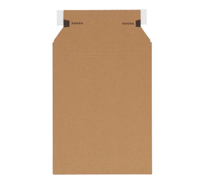 Golfkartonenvelop 210 x 292 mm bruin/bruin enkel golf opening korte zijde - A4 - 210 100 425