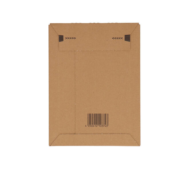 Golfkartonenvelop 210 x 292 mm bruin/bruin enkel golf opening korte zijde - A4 - 210 100 425