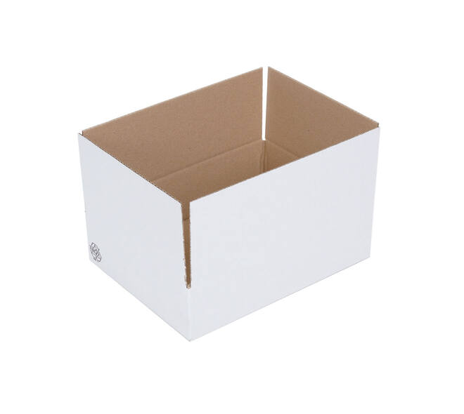 Doos 330 x 246 x 85 mm wit/bruin enkelgolf fefco 0201