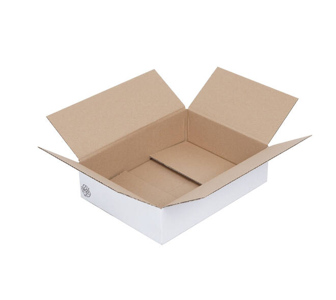 Doos 330 x 246 x 85 mm wit/bruin enkelgolf fefco 0201