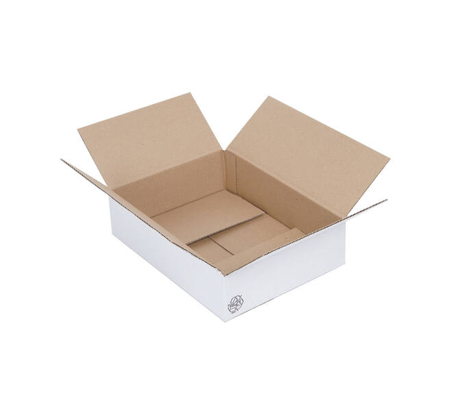Doos 330 x 246 x 85 mm wit/bruin enkelgolf fefco 0201