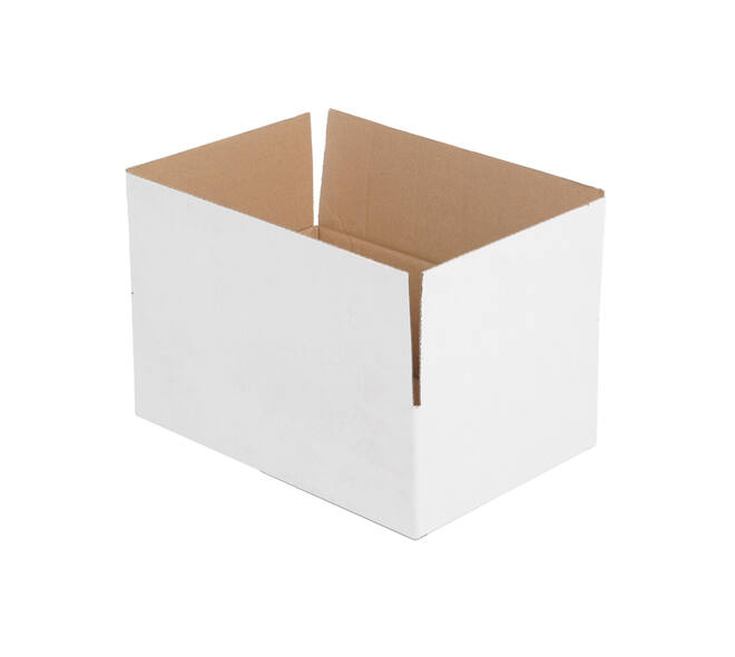 Doos 360 x 240 x 120 mm  wit/bruin enkelgolf fefco 0201