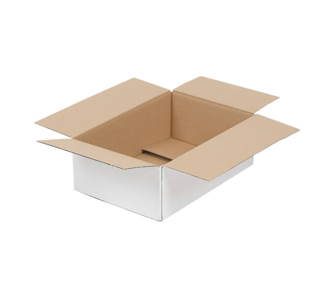 Doos 360 x 240 x 120 mm  wit/bruin enkelgolf fefco 0201