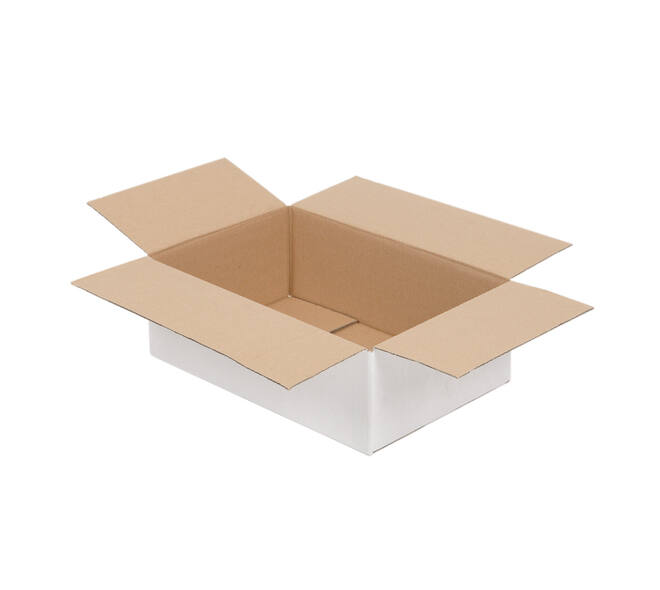 Doos 360 x 240 x 120 mm  wit/bruin enkelgolf fefco 0201