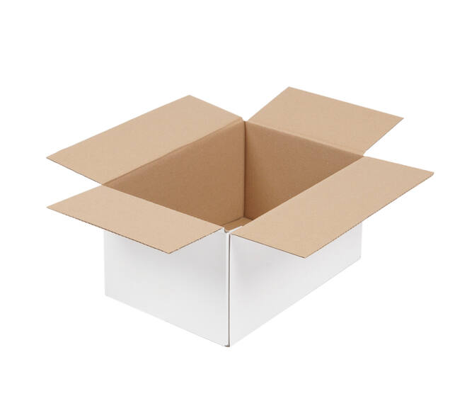 Doos 360 x 240 x 180 mm wit/bruin enkelgolf fefco 0201