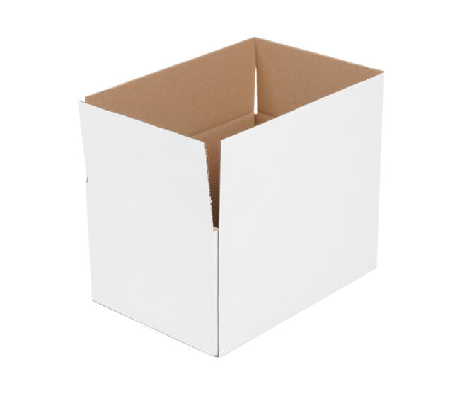 Doos 360 x 240 x 180 mm wit/bruin enkelgolf fefco 0201