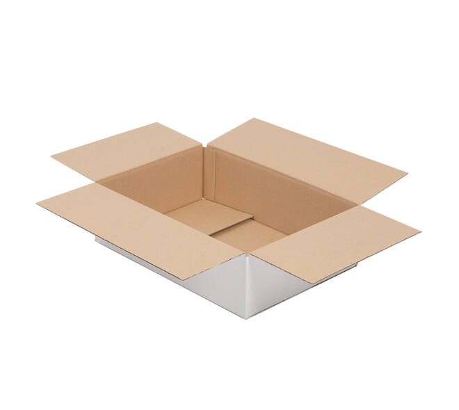 Doos 390 x 280 x 110 mm wit/bruin enkelgolf fefco 0201