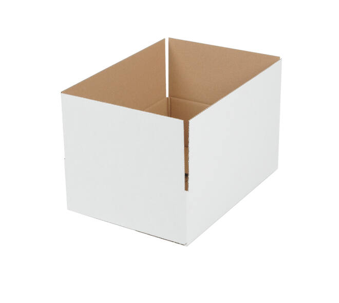 Doos 390 x 280 x 110 mm wit/bruin enkelgolf fefco 0201