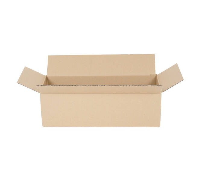 Doos 570 x 230 x 175 mm  bruin/bruin enkelgolf fefco 0201