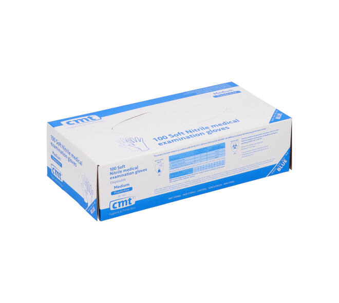 Handschoenen nitrile classic medium disp. à 100 ongepoederd blauw - 1003