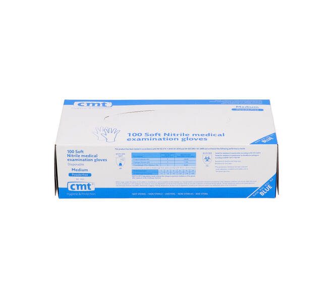 Handschoenen nitrile classic medium disp. à 100 ongepoederd blauw - 1003