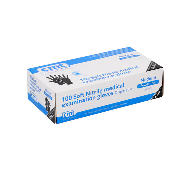 Handschoenen nitrile Soft medium disp. à 100 ongepoederd zwart - 1302