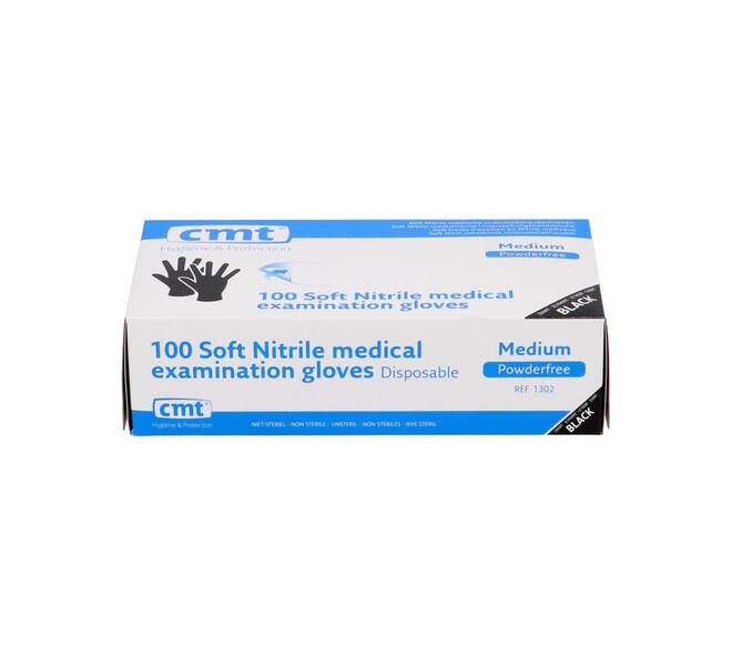 Handschoenen nitrile Soft medium disp. à 100 ongepoederd zwart - 1302