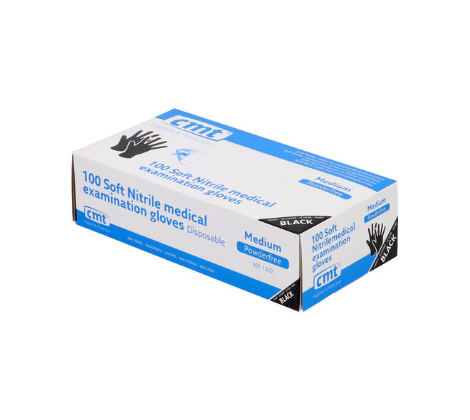 Handschoenen nitrile Soft medium disp. à 100 ongepoederd zwart - 1302