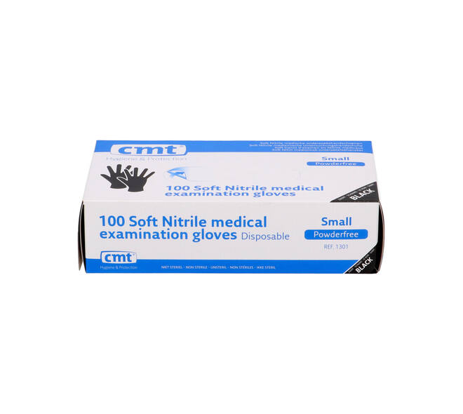 Handschoenen nitrile Soft small disp. à 100 ongepoederd zwart - 1301