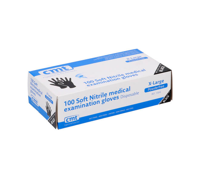 Handschoenen nitrile Soft  X-large disp. à 100 ongepoederd zwart - 1304
