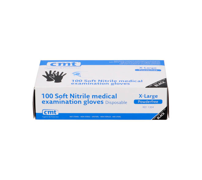 Handschoenen nitrile Soft  X-large disp. à 100 ongepoederd zwart - 1304