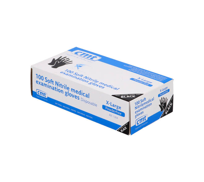 Handschoenen nitrile Soft  X-large disp. à 100 ongepoederd zwart - 1304