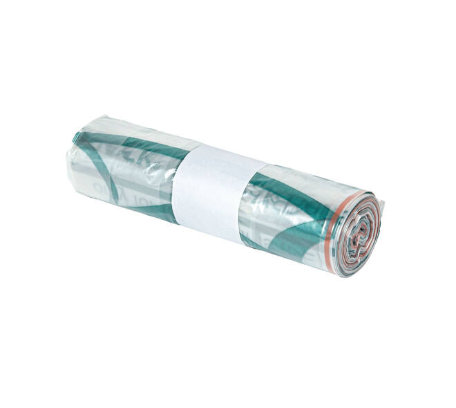 Afvalzak LDPE 53/14,5 x 140 cm transparant 35 my op rol (á 10 st) geponste - sluitlint