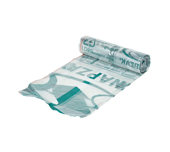 Afvalzak LDPE 53/14,5 x 140 cm transparant 35 my op rol (á 10 st) geponste - sluitlint