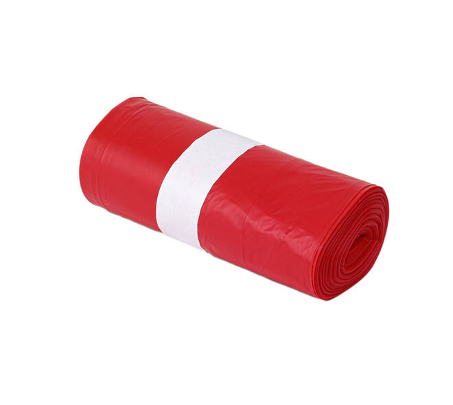 Afvalzak MDPE 66/14 x 193 cm rood 40 my op rol (á 10 st)