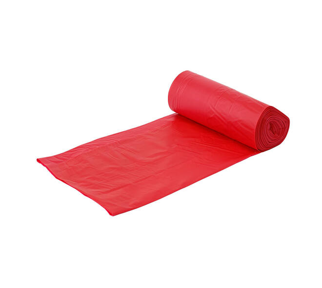 Afvalzak MDPE 66/14 x 193 cm rood 40 my op rol (á 10 st)