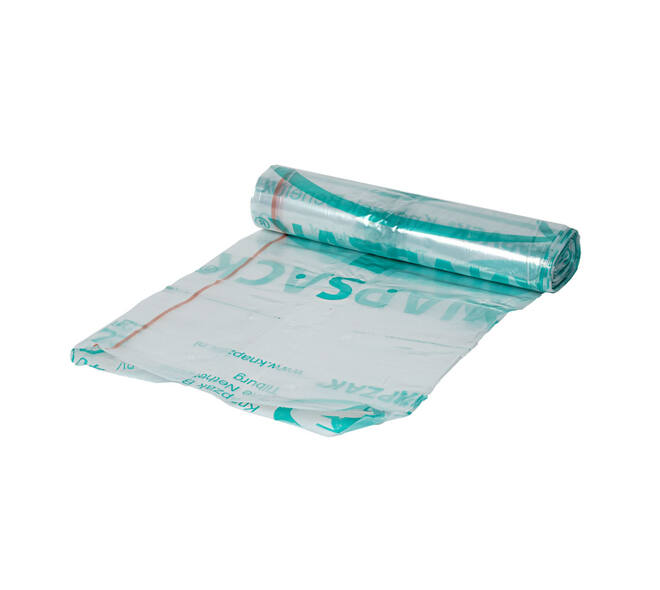 Afvalzak LDPE 70/15 x 193 cm transparant 39 my op rol (á 7 st) geponste - sluitlint