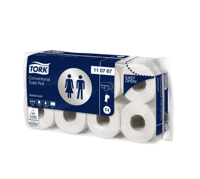 110767 - Toiletpapier recycled papier 9,4 cm x 3 mtr wit 2-laags traditioneel TORK