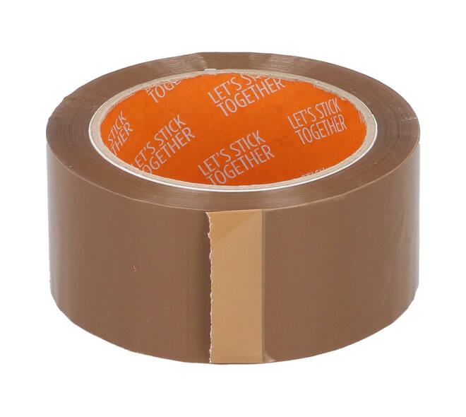 Tape PP 48 mm x 66 mtr bruin 32 my acryl low noise - Let's Stick