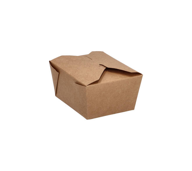 Take away box karton 134 x 105 x 65 mm 750 ml 26oz bruin +PE