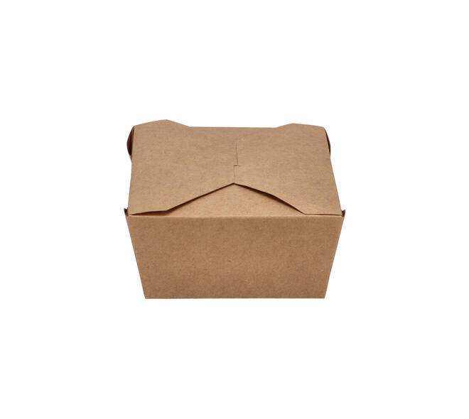Take away box karton 173 x 145 x 65 mm 1350 ml 45oz bruin +PE