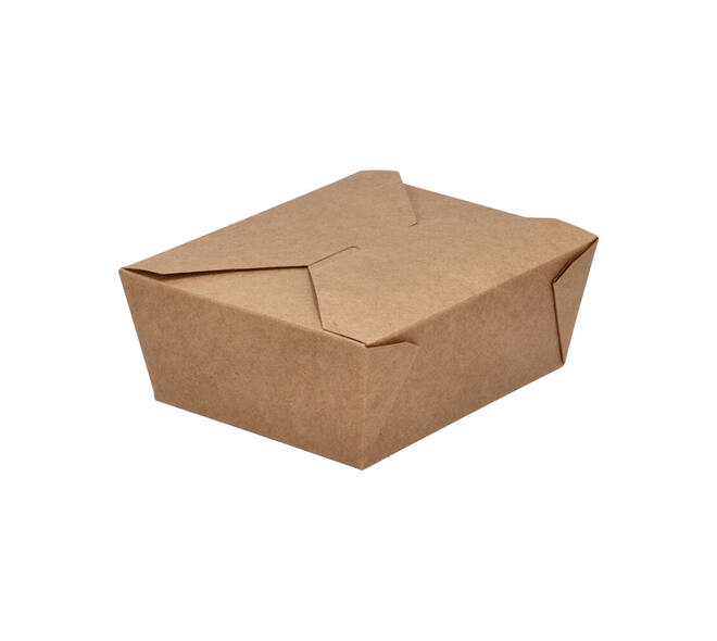 Take away box karton 173 x 145 x 65 mm 1350 ml 45oz bruin +PE
