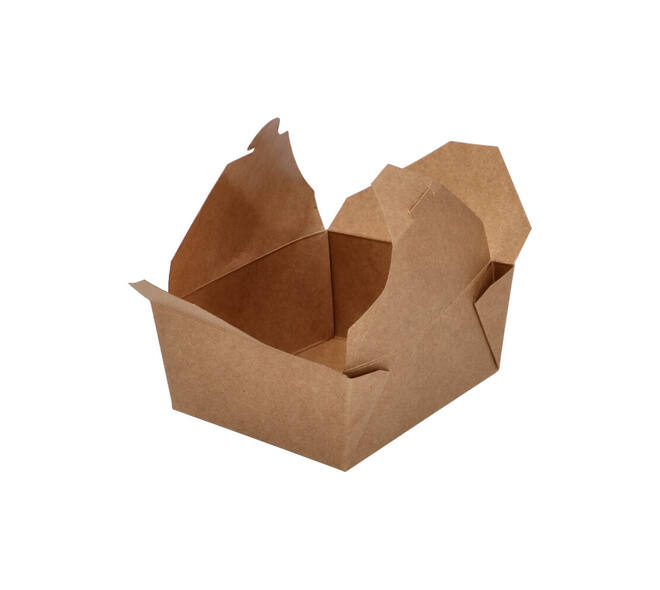 Take away box karton 173 x 145 x 65 mm 1350 ml 45oz bruin +PE