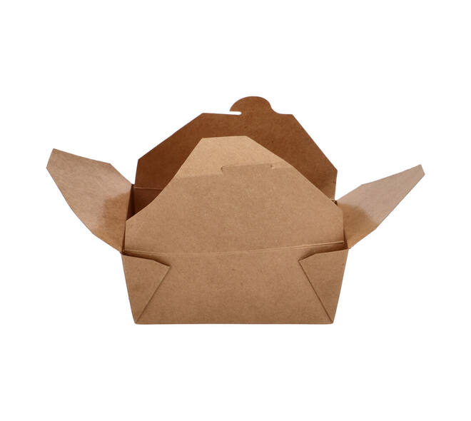 Take away box karton 173 x 145 x 65 mm 1350 ml 45oz bruin +PE
