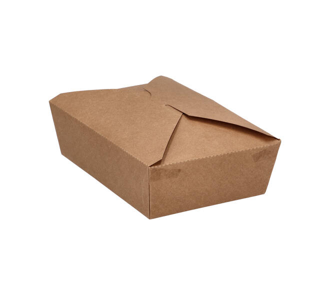 Take away box karton 215 x 160 x 65 mm 2000 ml 66oz bruin +PE