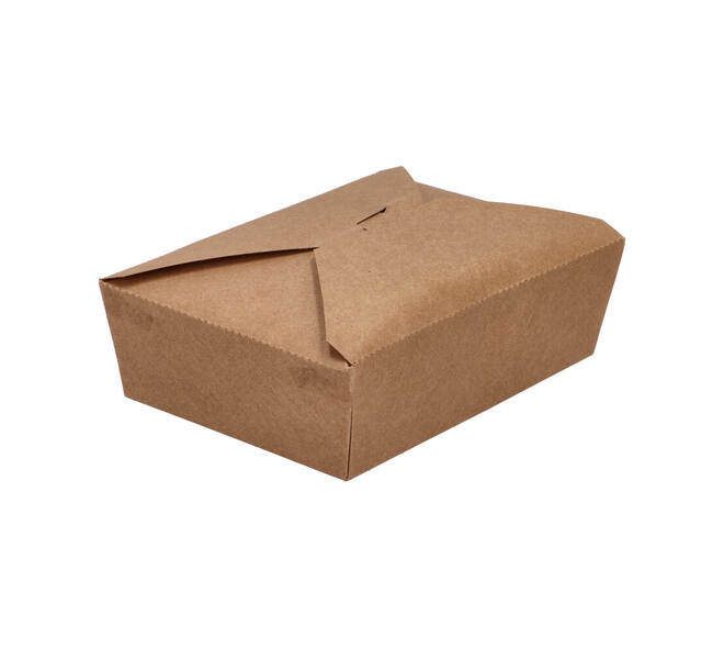 Take away box karton 215 x 160 x 65 mm 2000 ml 66oz bruin +PE