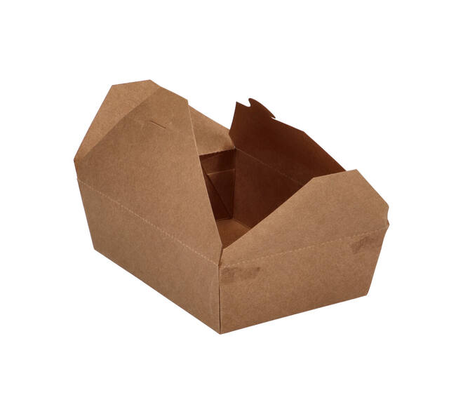 Take away box karton 215 x 160 x 65 mm 2000 ml 66oz bruin +PE